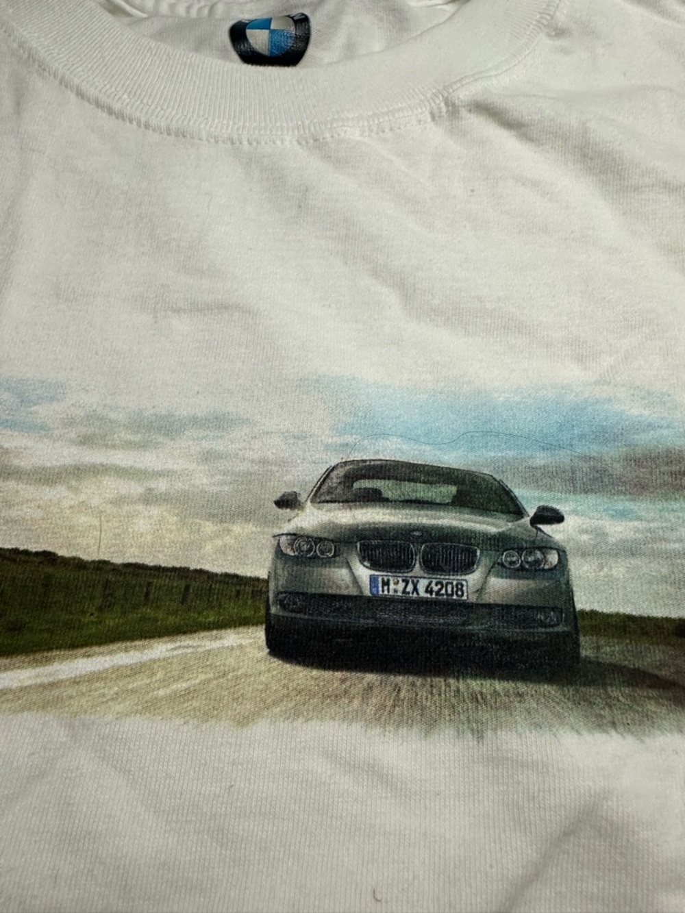BMW White Car Graphic Tee and shopping bag - BMW Print